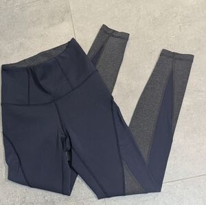 Aurum Petite‎ Mesh Panel Leggings Navy XS High Rise Athletic Workout Pants